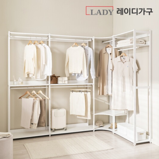 레이디가구 에어랙 철제 드레스룸 코너 행거형 3200_이미지