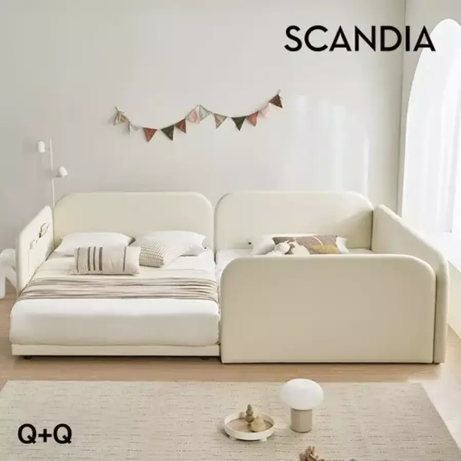  스칸디아 뉴오 벙커형 가죽 저상형 패밀리침대 Q+Q [7존독립스프링]