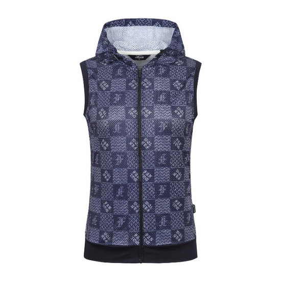 크리스패션 팬텀 민소매 NQC 221E2TF107_NA 여성 패턴 메쉬 후드 집업 민소매 티셔츠