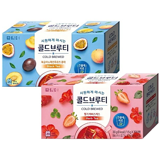 콜드브루티 20T 2종 (복숭아 패션후르츠 홍차, 딸기 히비스커스)