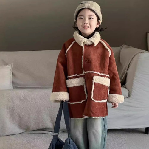 베이비맥스 스텔 뽀글이 콤비 하프 코트 R12691_이미지