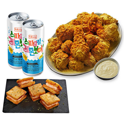 BBQ치킨 ㅤ황금올리브 크런치 버터 치킨 + 멘보샤 + 레몬보이 2캔 교환권_이미지