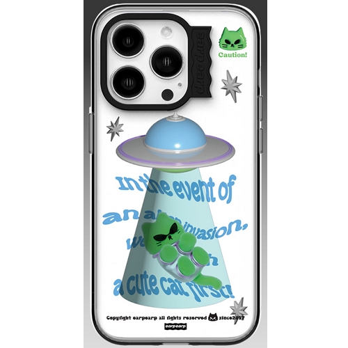 바이인터내셔널 어프어프 아이폰12 미니 UFO CHICHI-BLACK 웨이브라벨 베이직 케이스