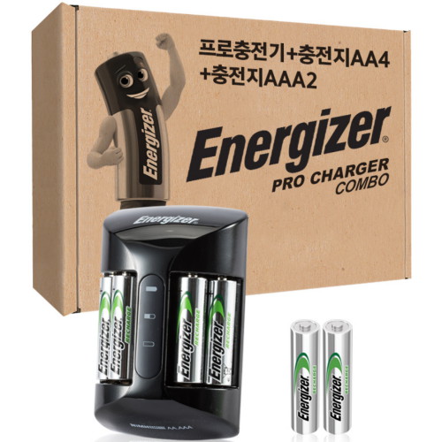 에너자이저 PRO 충전기 + 충전지 AA 4알 + AAA 2알_이미지