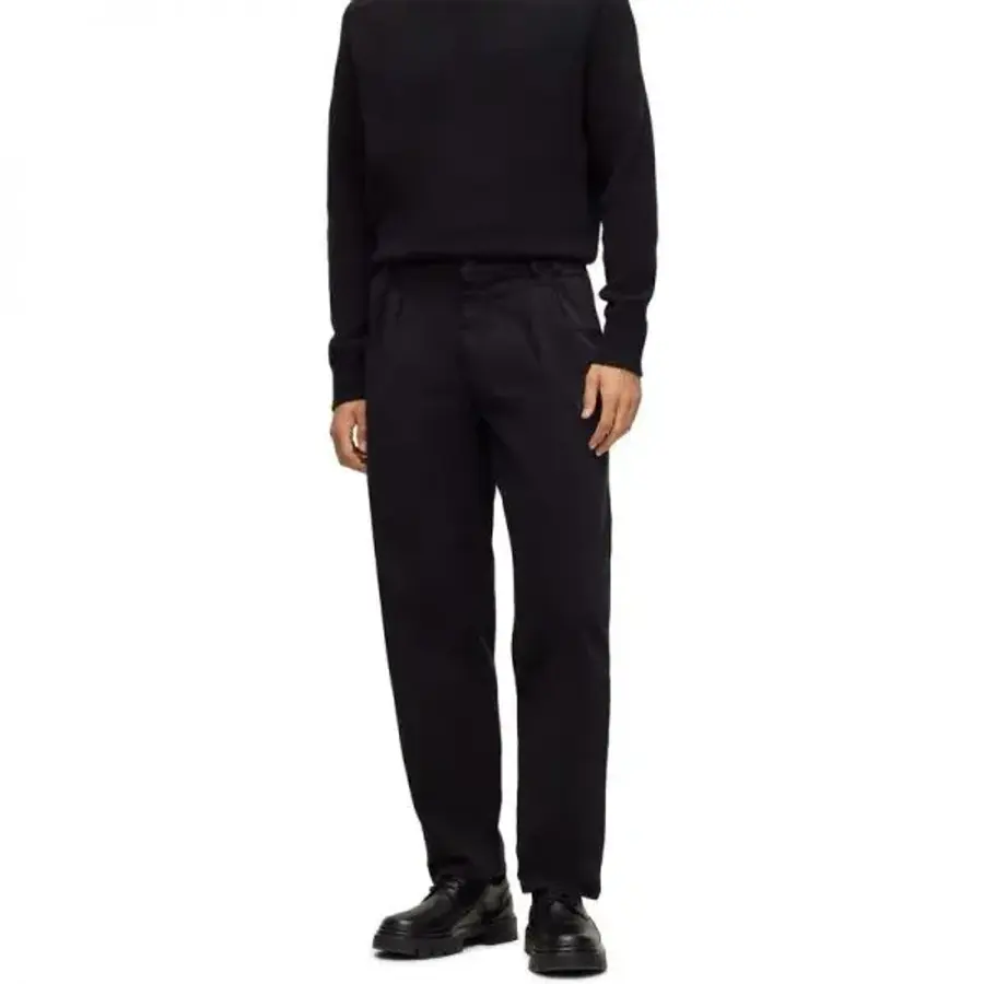 보스 Boss 털사 솔리드 패턴 스트레이트 치노스 블랙 7619417