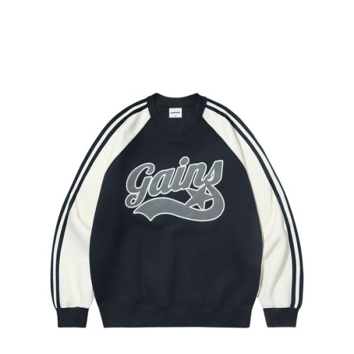 게인스보로 아플리케 스타로고 트랙 래글런 맨투맨 네이비 1916589_이미지