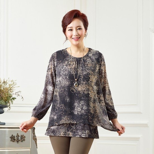 마담엘레강스 나탈리 쉬폰배색 투인원 블라우스 K184BL01_블랙