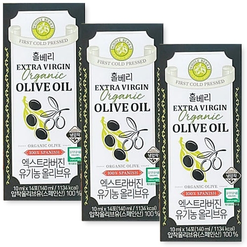 홀푸드코리아 홀베리 유기농 엑스트라버진 올리브유 140ml(10mlx14포) (3개)
