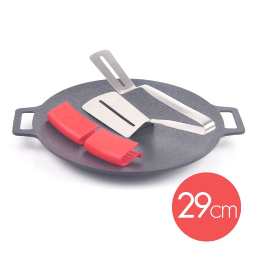 키친아트 캠핑용 그리들팬 29cm+실리콘손잡이+양면뒤집개_이미지