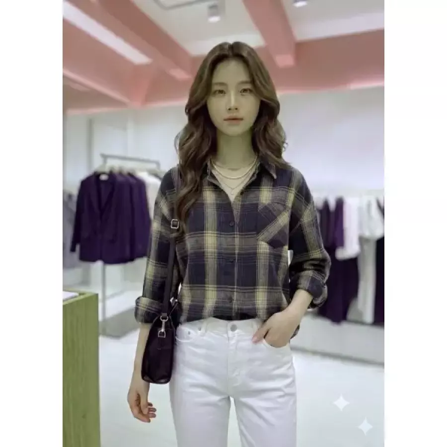 숲 가을 체크 루즈핏 체크 셔츠 SC9LS36