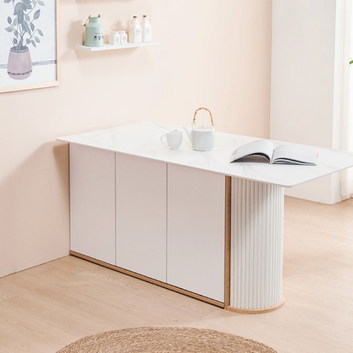 동화속나무 로마 반달수납 세라믹 홈바 아일랜드식탁 1800