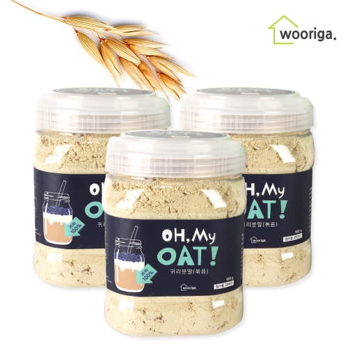 우리가스토리 캐나다산 볶은 귀리 가루 분말 3통 우유 쉐이크