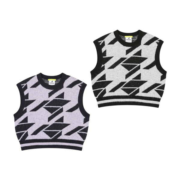 캉골 CRS 패턴 니트 베스트 9006 (그레이)