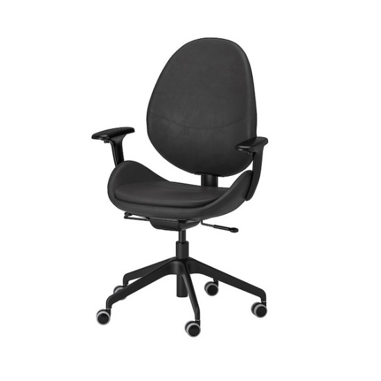 이케아 HATTEFJALL 사무용 팔걸이 의자 (천연가죽좌판)_이미지