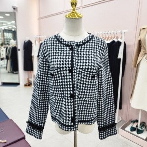 사틴 라운드넥 슬림 체크가디건S244K954A_JK