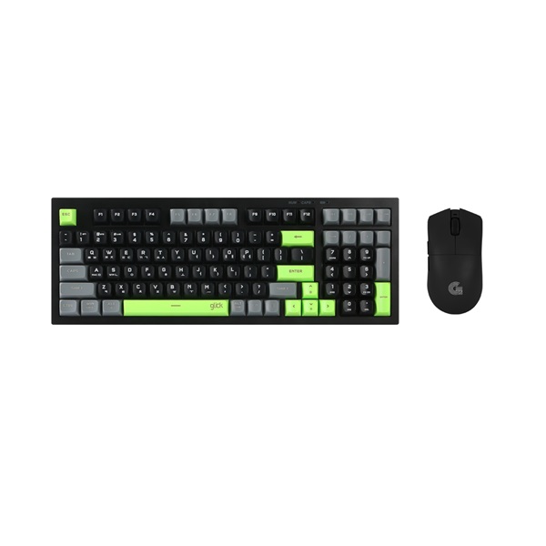 지클릭커 OFFICEPRO WMK990 사일런스 M 98 무선 키보드 마우스 세트 (Poker Green)_이미지