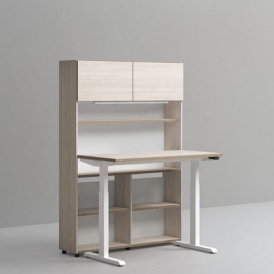 5단 스마트 모션 스탠딩 책상 세트+조명+도어