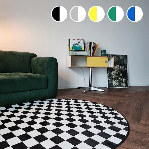 라이크리빙 모더니 타원형 체커보드 워셔블 러그 (200x150cm)