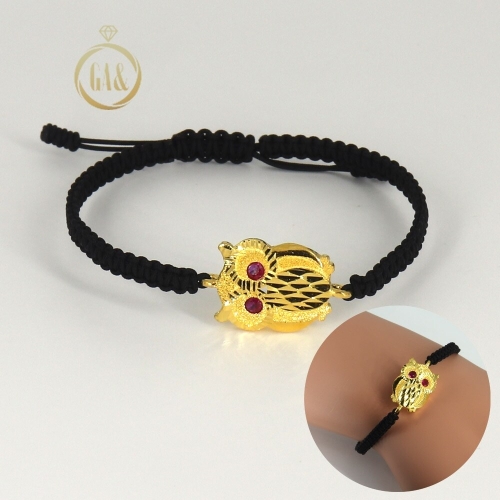 24K GOLD 매듭 체리 부엉이 팔찌 3.75g