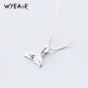 스털링 WYEAIIR-925 실버 고래 물고기 꼬리 인어 달콤한 고급 보석 여성 목걸이 01 45cm