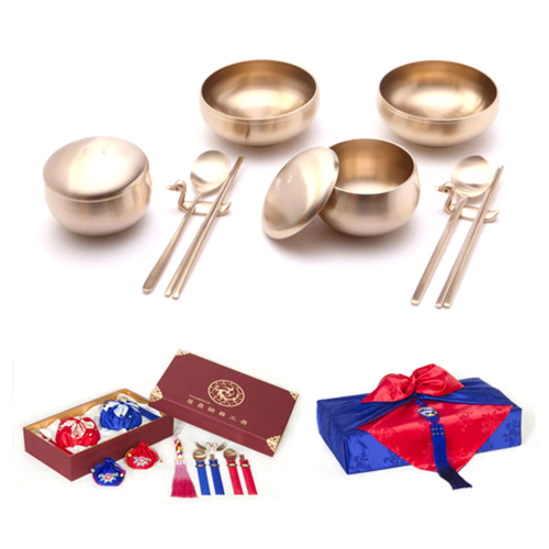  거창유기공방 유기 예단용 구 옥바리 원앙 세트 (kgt-21-1)