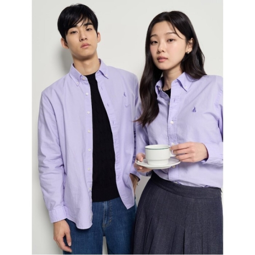 빈폴 멘 Essential 남녀공용 옥스퍼드 솔리드 셔츠 라이트 퍼플 BC6164E05V