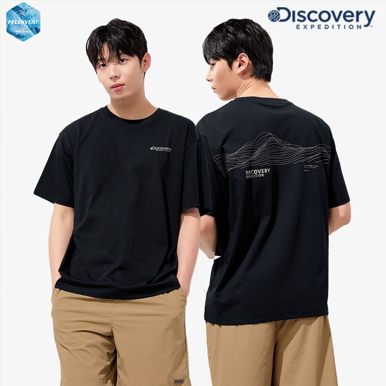 디스커버리 익스페디션 프레시벤트 라인 그래픽 반팔 DXRS8D053-BKS_이미지