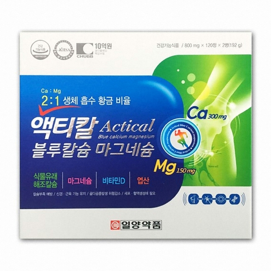 일양약품  액티칼 블루칼슘 마그네슘 120정 2개입 세트 (1개)