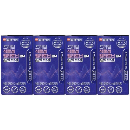 일양약품 프라임 식물성 멜라토닌 함유 멜라포민 500mg 60정 (4개)