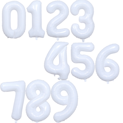 피앤비유니티 숫자풍선 대 0-9 화이트 숫자0_이미지