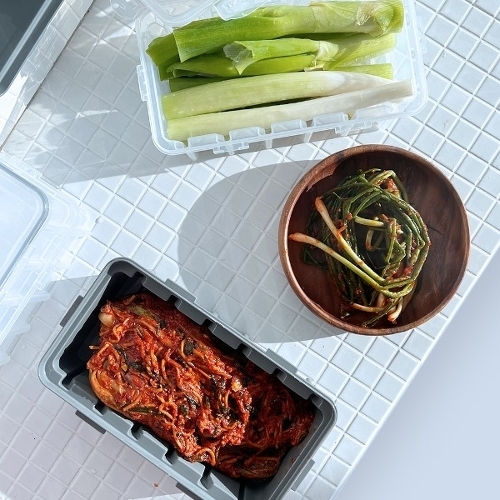 한아름리빙 NEW 고급형 김치커터 밀폐용기 투명 도마없이 김치자르미 김치통_이미지