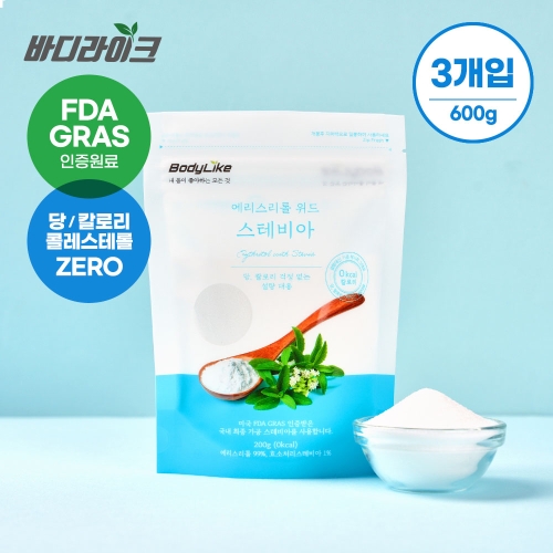  이매진엠엔에스 바디라이크 에리스리톨 위드 스테비아 200g [3개]