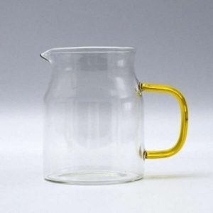 신우 마카 유리컵 내열 저그 손잡이 유리컵 옐로우 600ml