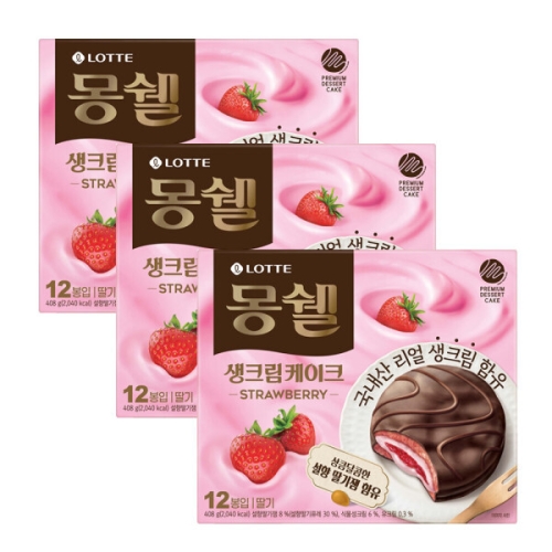 롯데제과 몽쉘 딸기 생크림케이크 408g [1개]