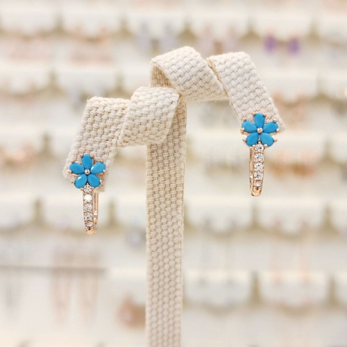 벨로 터키석 플라워 원터치귀걸이 FP1271