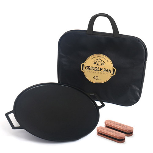 씨엔디상사 벨라로사 국내산 IH 인덕션 캠핑 그리들팬 + 전용가방 + 우드손잡이 (40cm)