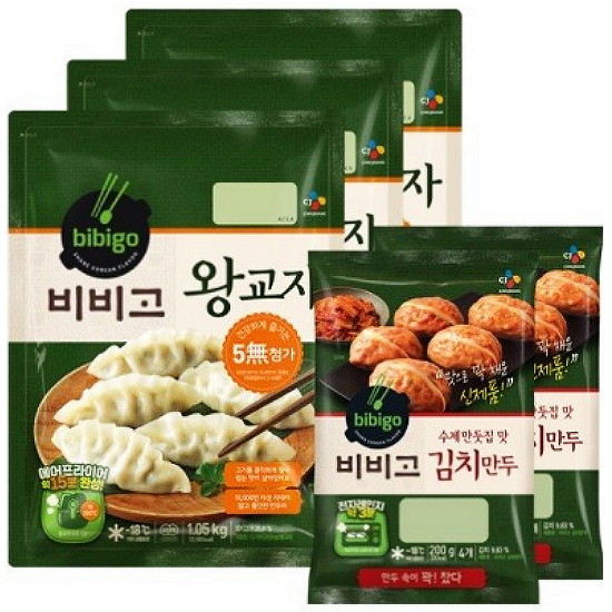 CJ제일제당 비비고 왕교자 1.05kg x 3개+수제만둣집 맛 김치만두 200g x 2개 (1개)