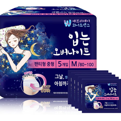 케이인터내셔널  입는 오버나이트 중형 5개 (3팩(15개))