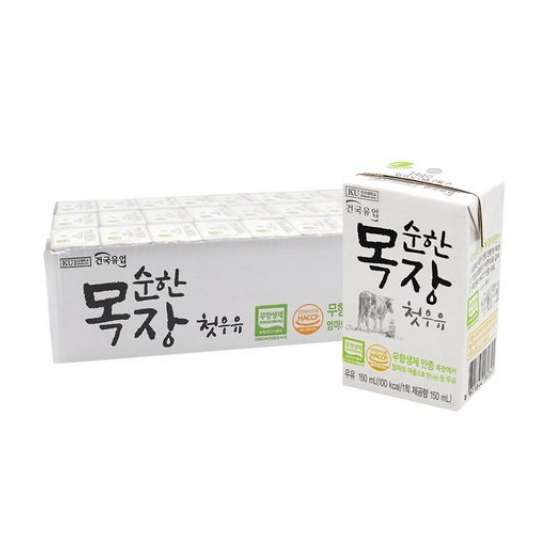 건국유업 순한 목장 첫 우유 150ml (멸균) (48개)
