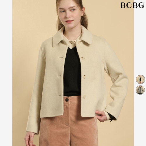 BCBG 아이보리 콤팩트 울 핸드메이드 자켓 B6S1J11013