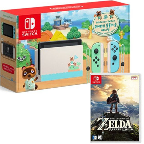Nintendo 닌텐도 스위치 동물의 숲 에디션 1인용 게임 패키지 (젤다의전설 브레스오브더와일드)