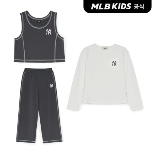 MLB키즈 바시티 여아 조끼 티셔츠 3 세트 NY Charcoal Grey 7FS1V2151-50CGS_이미지