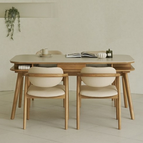 보니애가구 룬드 수납형 저소음 양면 포세린 세라믹 식탁 1400 (의자4개)