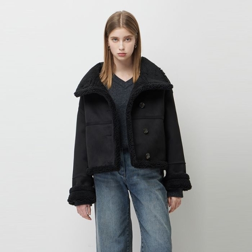 SISLEY Online Exclusive 하이넥 숏 무스탕_SALEE2561BK