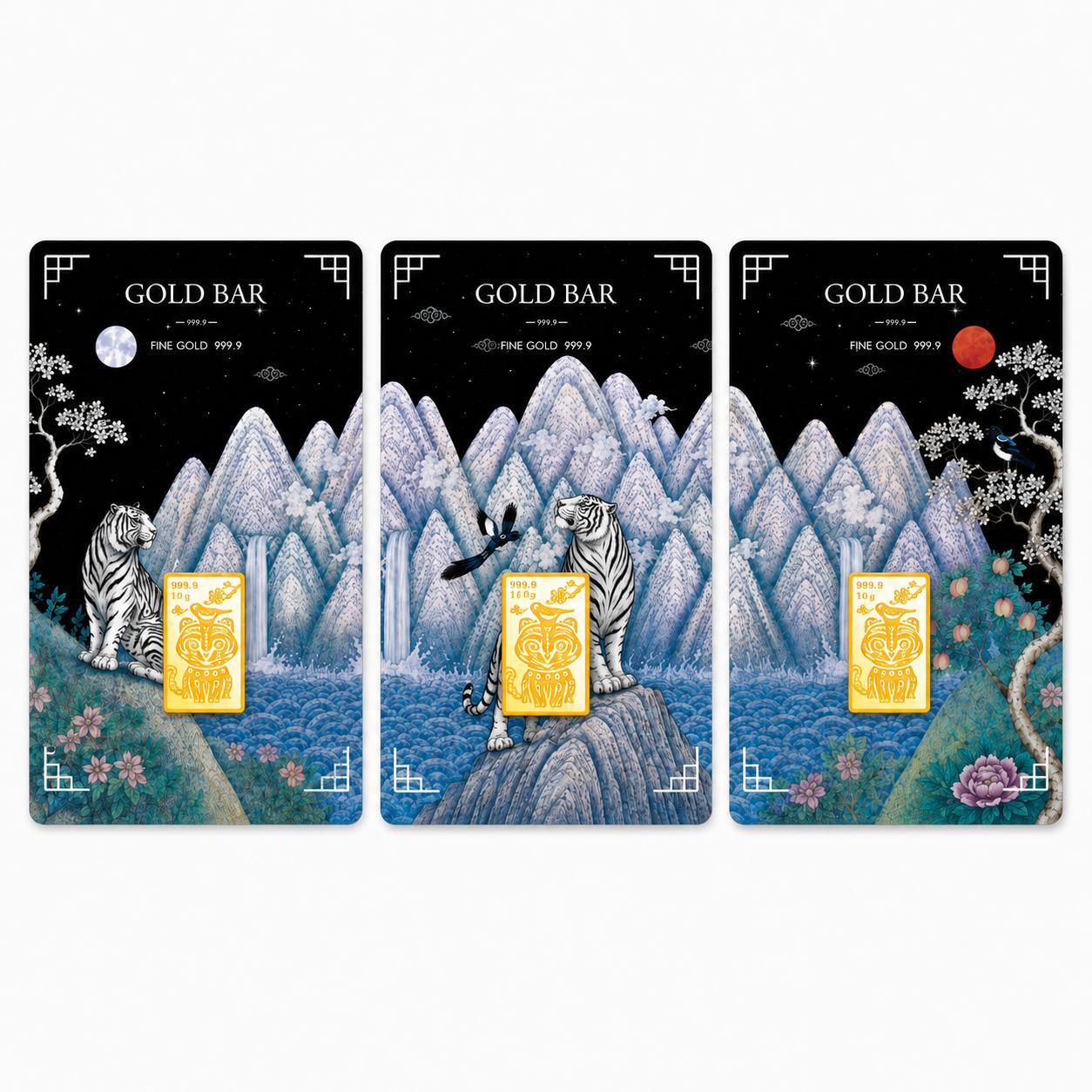 삼성금거래소 롯데 호작도 골드바 세트 1g+3.75g+1g_이미지