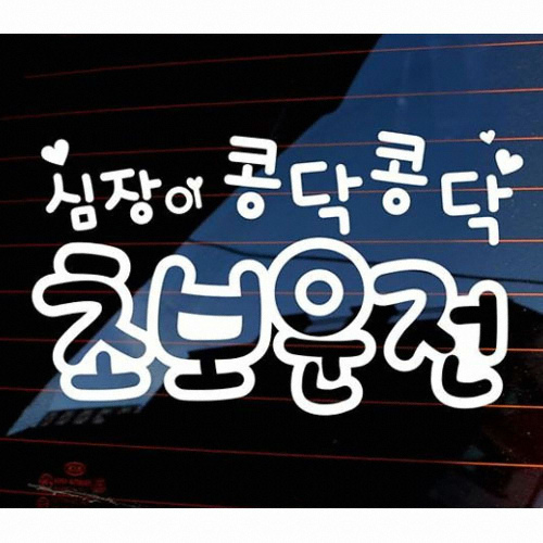 뭉키월드 글씨 심장이 콩닥콩닥 초보운전 스티커 LSC-708 (반사)_이미지
