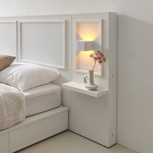 BIF보루네오 캐슬 수납형 서랍 트윈침대 SS+Q+조명협탁 (매트별도)_이미지