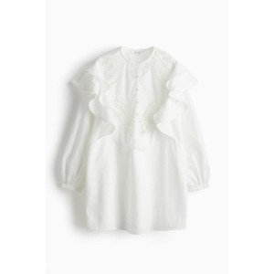 원피스 하객룩 데일리 출근룩 치마 리넨 블렌드 튜닉 드레스 화이트 1295980002