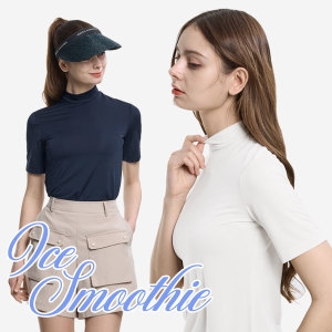 이지바이 투엘라 아이스스무디 여성 데일리 냉감 스트라이프 반폴라 반팔 티셔츠 W6ST09_이미지