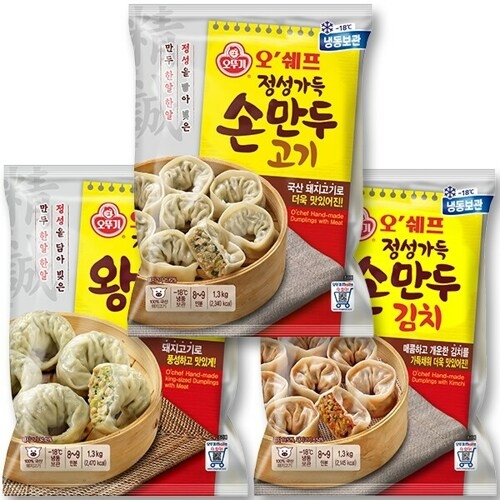 오뚜기 오쉐프 3종만두 왕만두,손만두,김치손만두 총 3.9kg_이미지